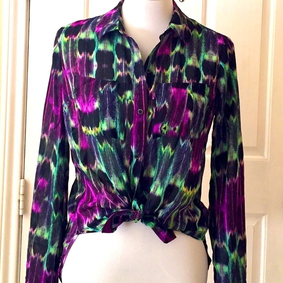 L'Amour Nanette Lepore chiffon split back shirt - Picture 1 of 4